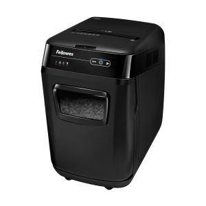 Шредер за унищожаване на документи Fellowes Automax 200C, Cross-Cut, P-4, обем на коша 32 L, за 1-3 потребителя, ниво на шум 60 dB