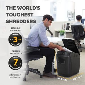 Шредер за унищожаване на документи Fellowes Automax 200C, Cross-Cut, P-4, обем на коша 32 L, за 1-3 потребителя, ниво на шум 60 dB