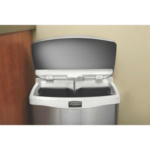 Кош Rubbermaid Slim Jim Front, метален, 30 L, бял, 42.75 x 32.59 x 55.52 cm
