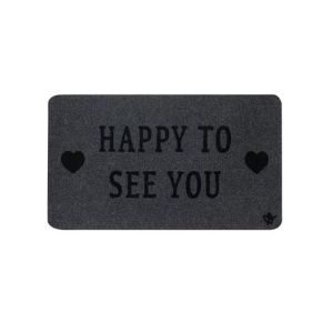 Изтривалка Olivo Zeus - Happy to see you, 100% полиестер, 40 х 70 cm, сива