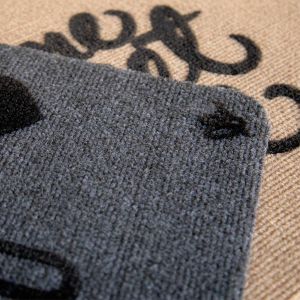 Изтривалка Olivo Zeus - Happy to see you, 100% полиестер, 40 х 70 cm, сива