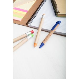 Office 1 Еко химикалка Carina, корк и пластмаса, синя