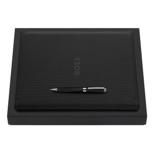 Hugo Boss Комплект папка Formation, А4 и химикалка Beam, черни