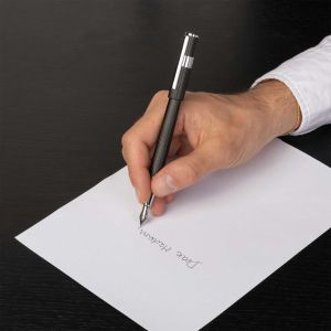 Hugo Boss Писалка Gear Pinstripe, в кутия, черно-сребриста