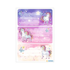 Herma Самозалепващи се етикети Еднорог, ученически, 6 броя