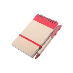 Office 1 Комплект Atina, тефтер със спирала и химикалка, А6, червени