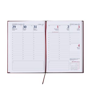 Календар-бележник Дипломат, с дати, A4, червен