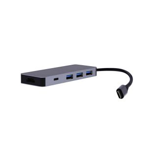 USB Хъб TNB 6 в 1, Type-C, сив