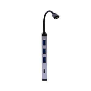 USB Хъб TNB 6 в 1, Type-C, сив