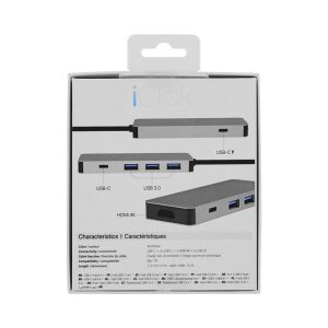 USB Хъб TNB 6 в 1, Type-C, сив