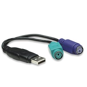 Преходник Manhattan, PS/2 към USB 2.0 A Male, с две PS/2 разклонения, женско USB A
