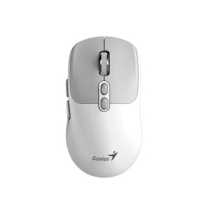 Мишка Genius NX-8080S, безжична, Bluetooth, Bluetooth/USB, 7 бутона, AA, бяло-сива