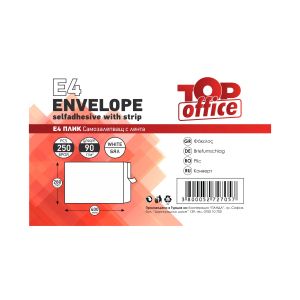 Top Office Плик, E4, 280 x 400 mm, хартиен, със самозалепваща лента, бял, 250 броя