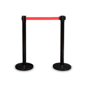 Ограничително колче, черно, с червена лента, 235 cm, ш 320 mm, в 920 mm