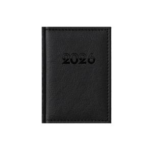 Календар-бележник Казанова, с дати, 10 x 15 cm, кожена подвързия, черен