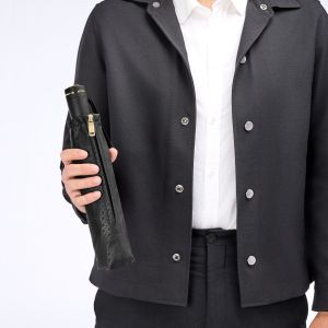 Hugo Boss Чадър Pocket Double B, сгъваем, черно-златист