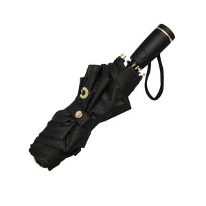 Hugo Boss Чадър Pocket Double B, сгъваем, черно-златист