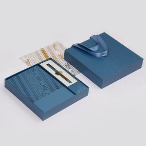 Office 1 Комплект тефтер и химикалка Floral Blue, в кутия, сини