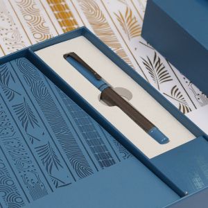 Office 1 Комплект тефтер и химикалка Floral Blue, в кутия, сини