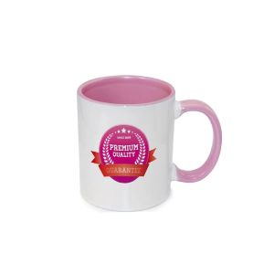 BESTSUB Чаша с цветна вътрешност и дръжка, 330 ml, розова, с възможност за персонализация