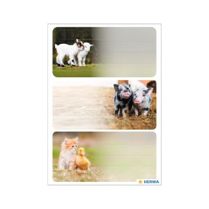 Herma Самозалепващи се етикети Животни от ферма, ученически, 9 броя