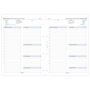 Filofax Пълнител за органайзер Classic, А4, за 2024 година, 1 седмица на 2 страници, вертикален