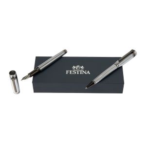 Festina Комплект писалка и химикалка Bold Stripe, в кутия, хром
