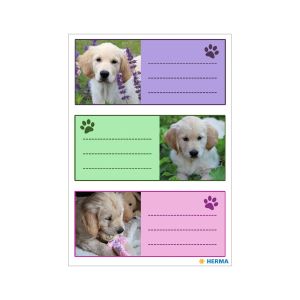 Herma Самозалепващи се етикети Кученца, ученически, 9 броя