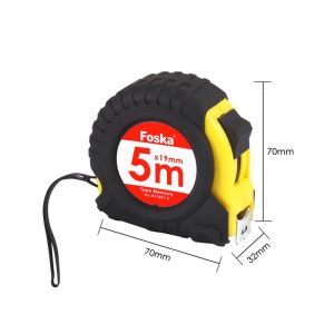 Ролетка Foska, гумирана, 5 m, черно-жълта