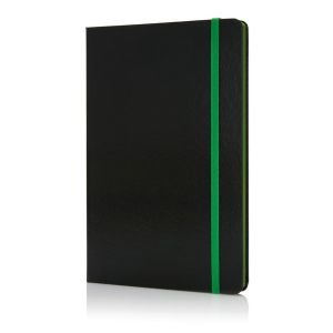 XD Тефтер Deluxe, А5, 80 листа, офсетова хартия, със зелен ластик, черен