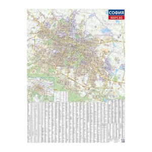 DataMap Стенна карта на София, 100 x 140 cm, ламинирана, мащаб 1:20 000