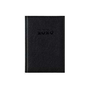 Календар-бележник Европа, с дати, A5, кожена подвързия, черен