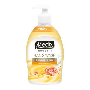 Течен сапун Medix Cream Milk & Honey, с помпа, 400 ml, оранжев