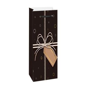 Торбичка за вино, панделка, 12 х 35 х 9 cm, черна