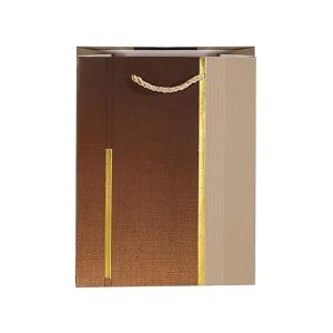 Подаръчна торбичка, 26 х 32 х 10 cm, кафява, със златиста лента