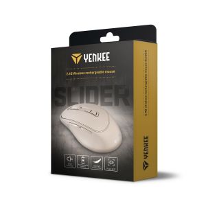 Мишка Yenkee YMS 2080BG, безжична, 2400 dpi, USB, 6 бутона, Li-Polymer, кремава