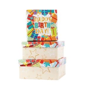 Подаръчна кутия Happy Birthday, подаръци, 3 броя
