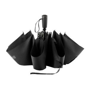 Hugo Boss Чадър Pocket Double B, сгъваем, черно-сив