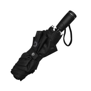 Hugo Boss Чадър Pocket Double B, сгъваем, черно-сив