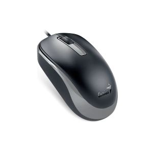 Мишка Genius DX-125S, с кабел, безшумна, USB, 3 бутона, черно-сива