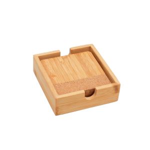 Office 1 Подложка за чаша Aura, дървена, 4 броя, в кутия