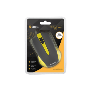 Мишка Yenkee 1015YW, оптична, USB, с кабел, 3 бутона, жълта