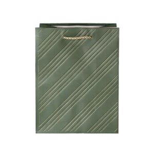 Подаръчна торбичка, имитация на шев, 18 х 23 х 10 cm, зелена