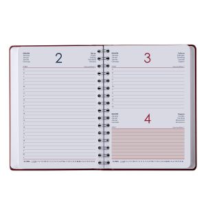 Календар-бележник, А5, с дати, със спирала и ластик, луксозен, син