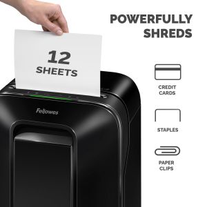 Шредер за унищожаване на документи Fellowes Powershred LX201, Microcut, 22 L, черен, P-5, време за работа 10 мин, Micro-Cut