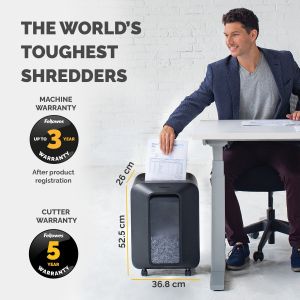 Шредер за унищожаване на документи Fellowes Powershred LX201, Microcut, 22 L, черен, P-5, време за работа 10 мин, Micro-Cut