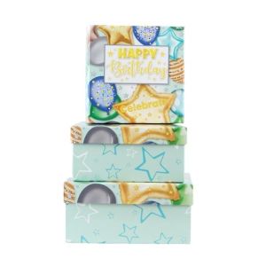 Подаръчна кутия Happy Birthday, балони, 3 броя