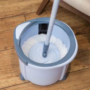 Комплект за почистване на под York Rotary, включващ кофа 13 L с изстисквач, кръгъл моп, плосък моп и дръжка