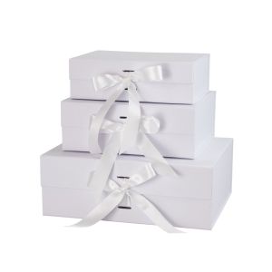 Office 1 Кутия Gift Box, с магнитно затваряне, сгъваема, 33 х 27 х 12 cm, бяла