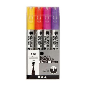 Creativ Company Маркер за стъкло и порцелан, лилави и жълти, 4 броя